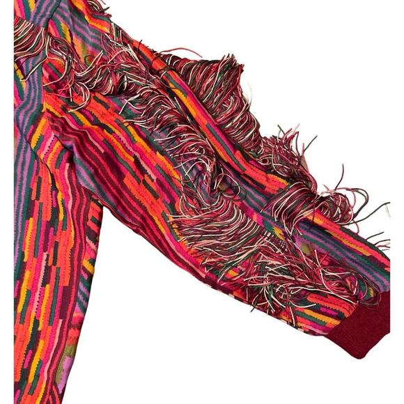 Farm Rio Red Striped Patches Bomber Jacket | Size XS / 433U - Picture 11 of 11